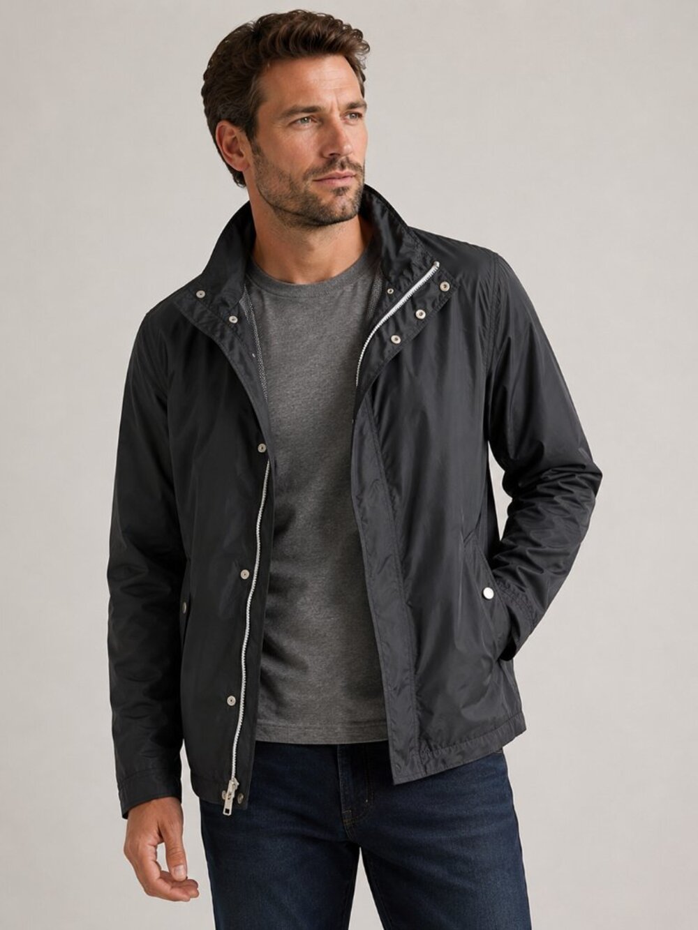 Cole Haan Men's Rain Jacket Lightweight Windbreaker Black XXL